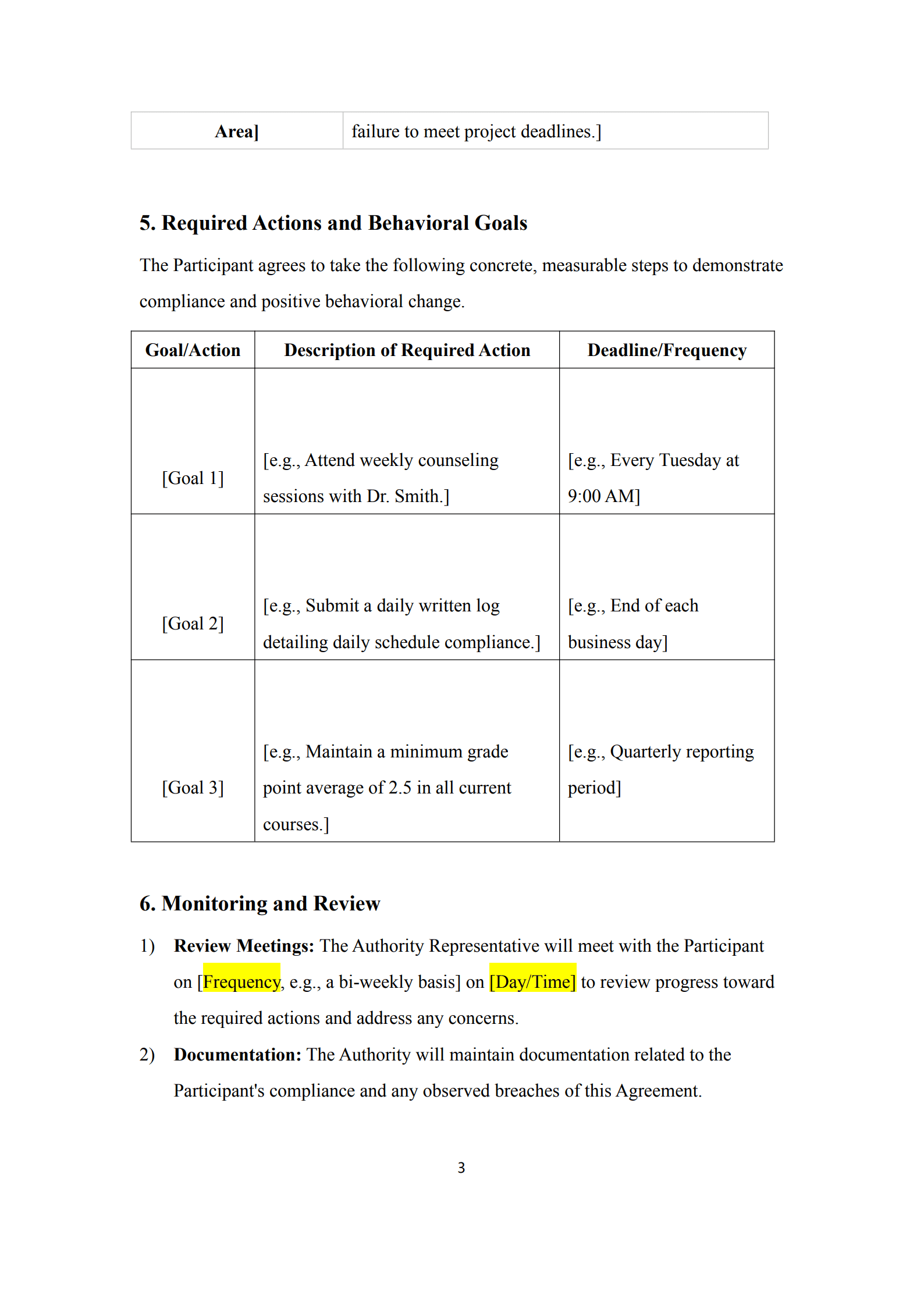 behavior agreement contract 3