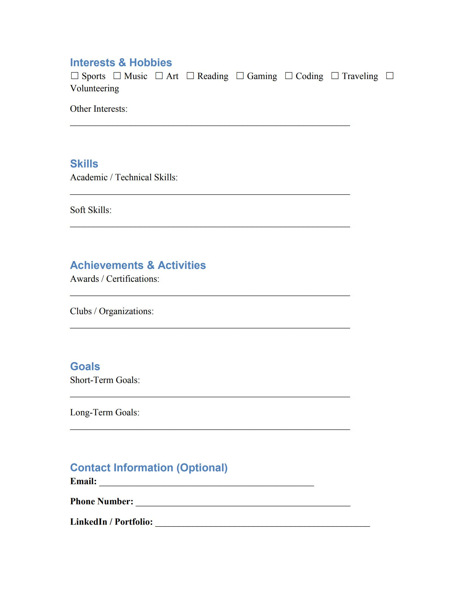 bio data format for students 2