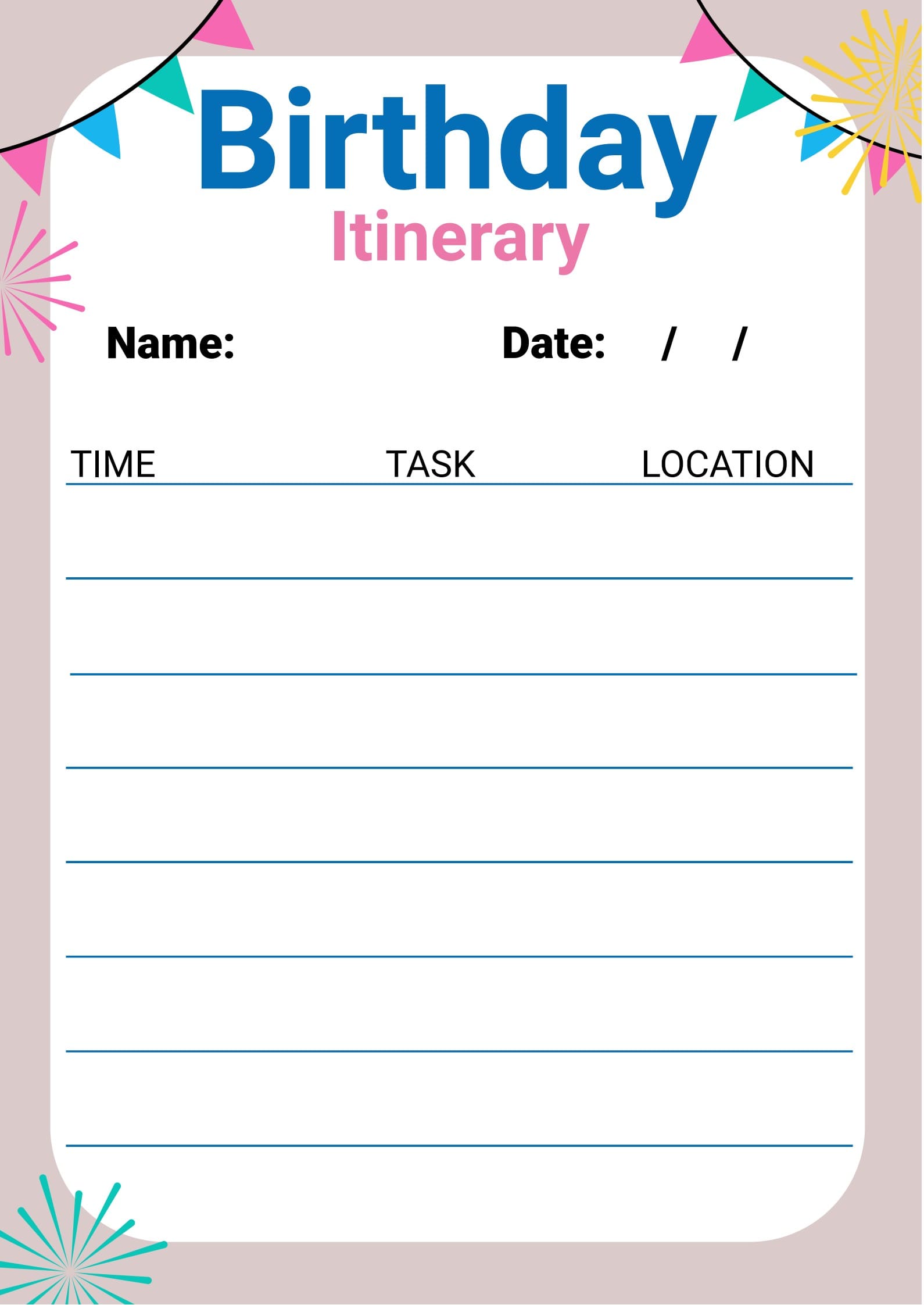 Event Itinerary Template PDF Agile