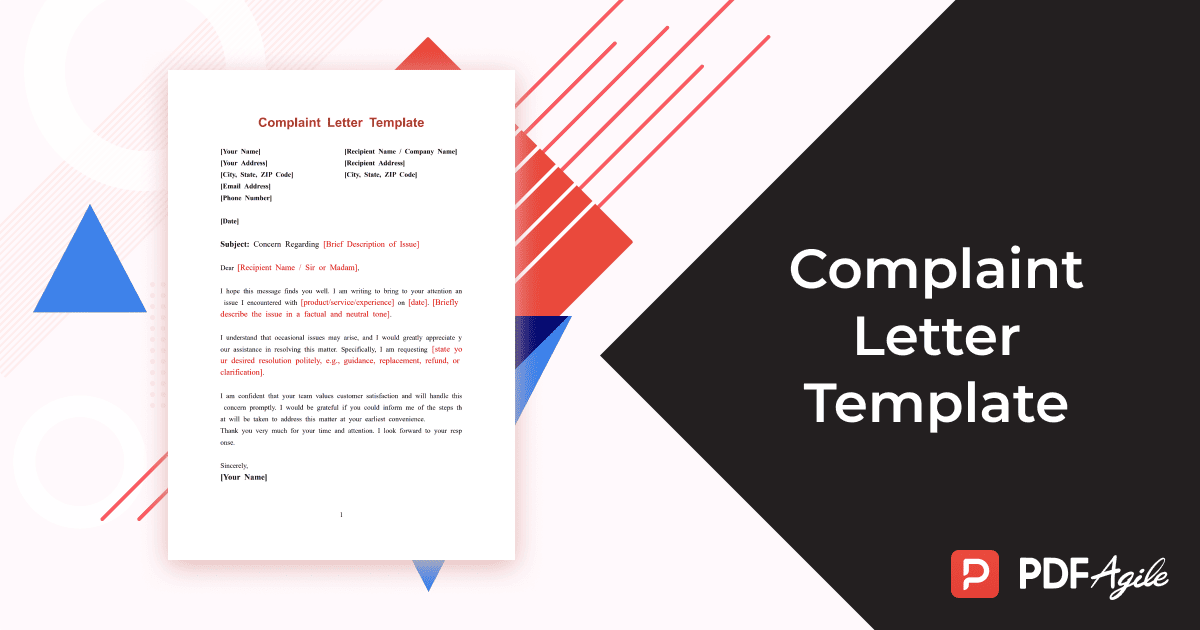 complaint letter template free download