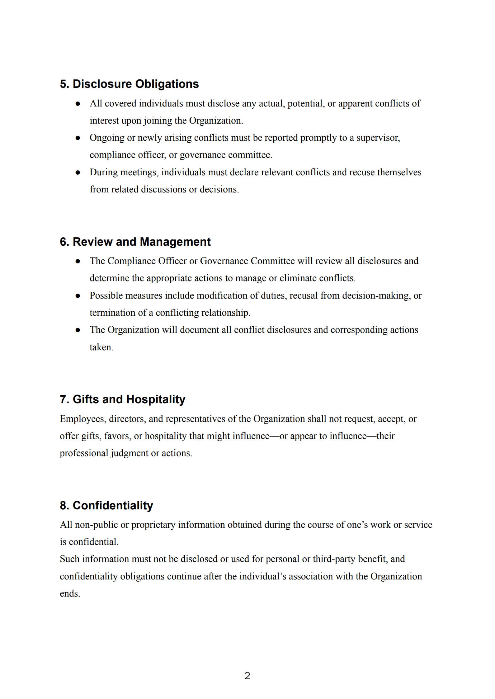 conflict of interest policy template