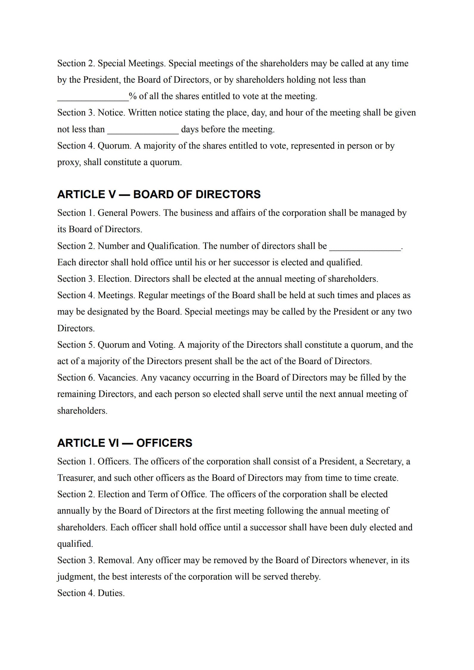 corporate bylaws template 2