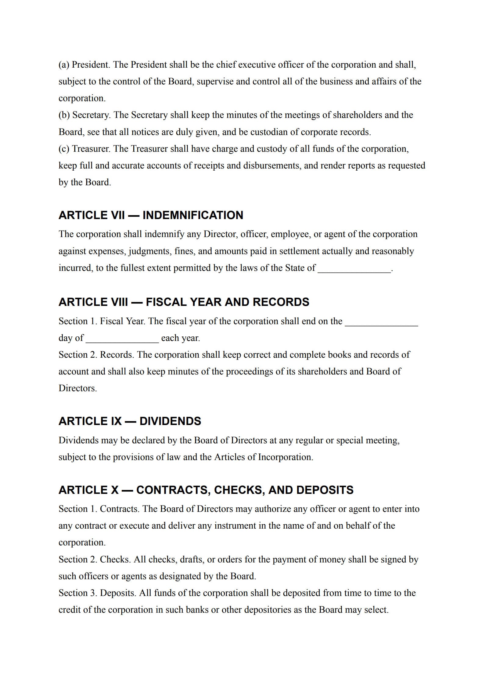 corporate bylaws template 3