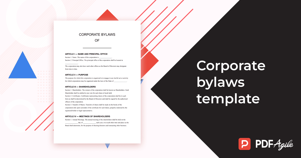 corporate bylaws template