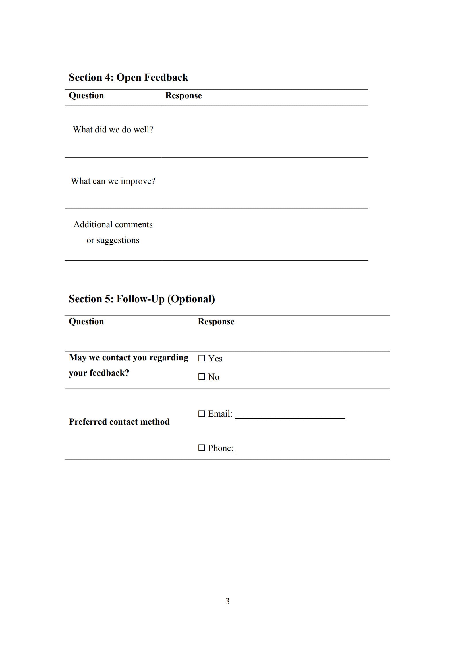 customer service satisfaction survey template 3