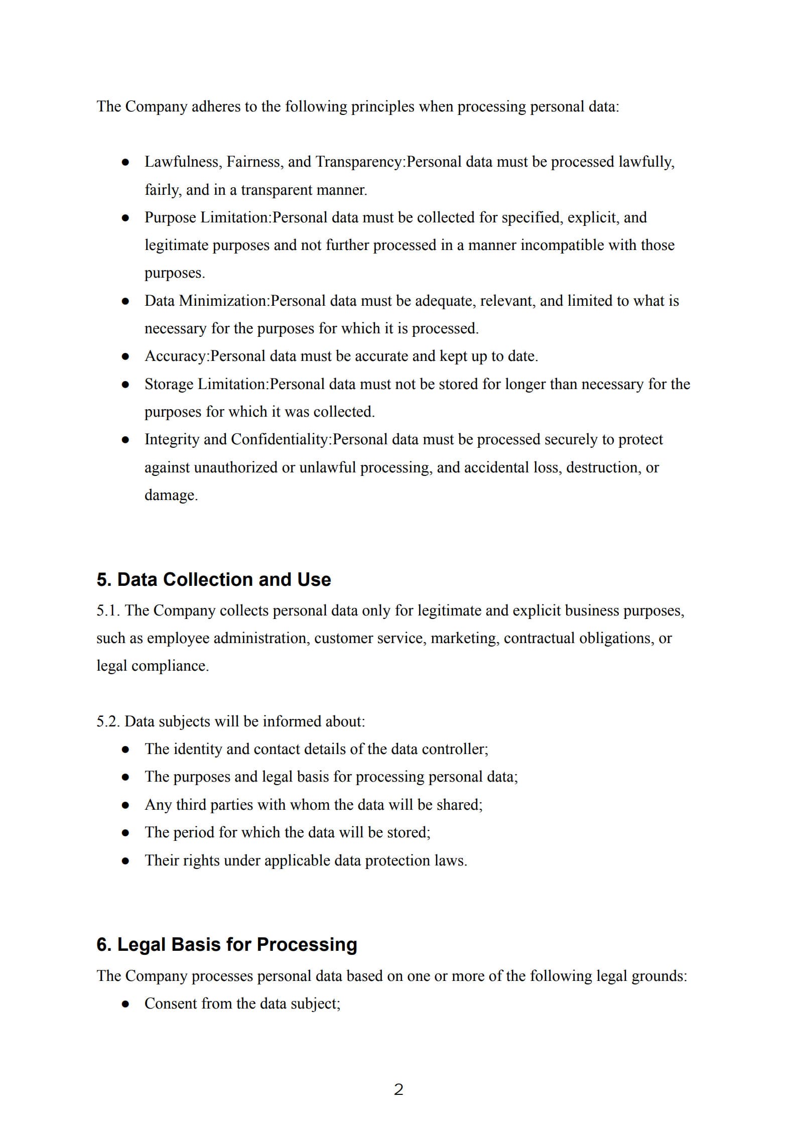data protection policy template