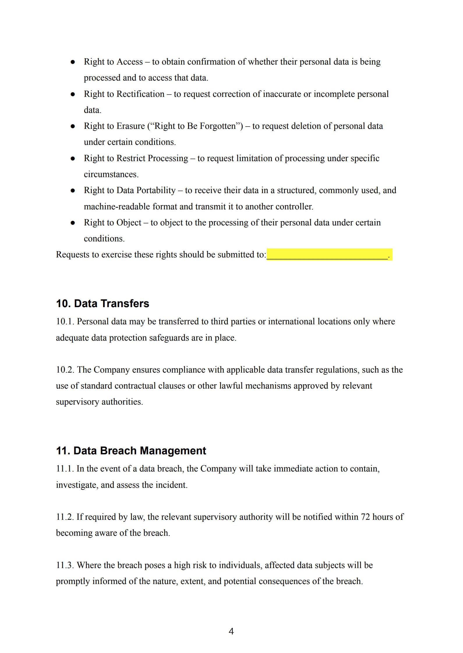 data protection policy template