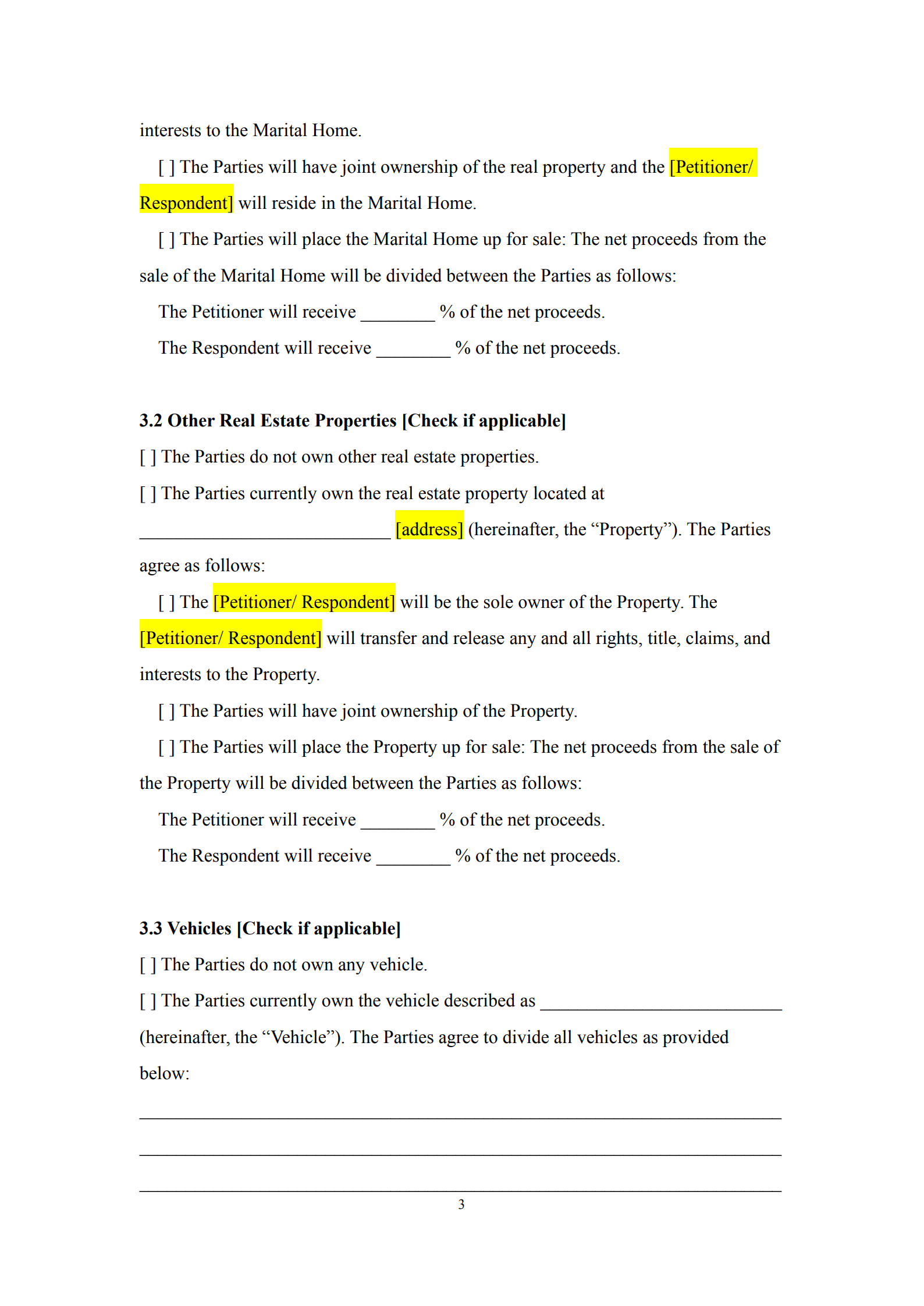 divorce agreement template 3