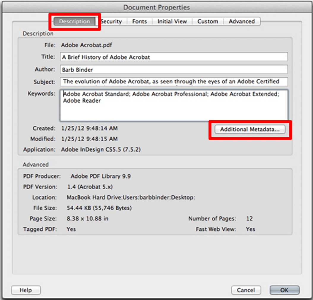 Pdf metadata