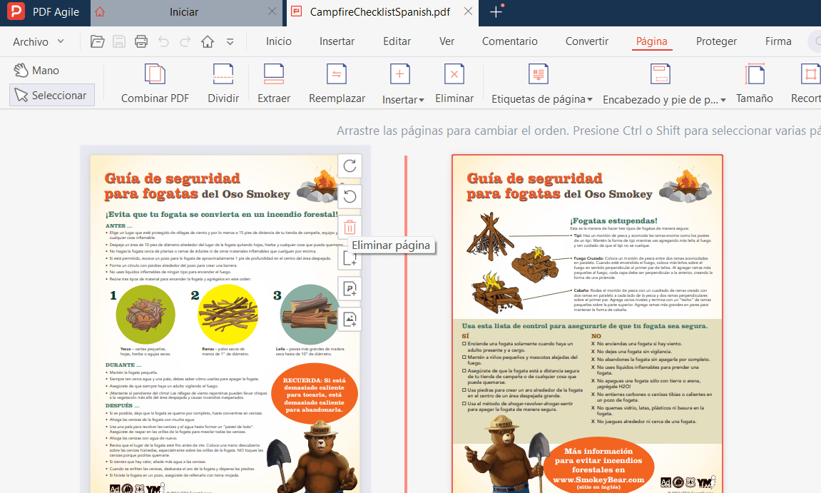 eliminar páginas de un PDF