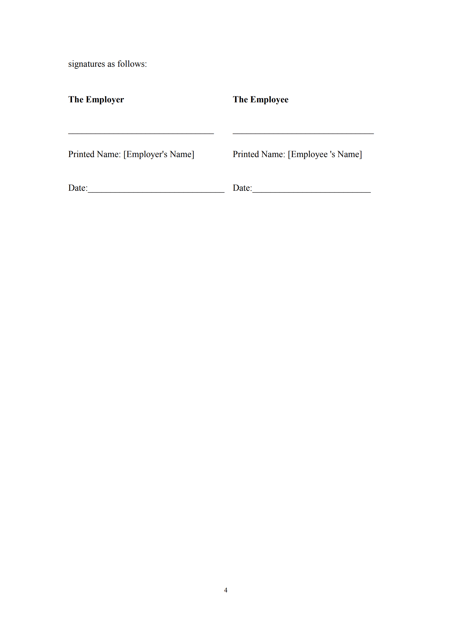 employee confidentiality agreement template 4