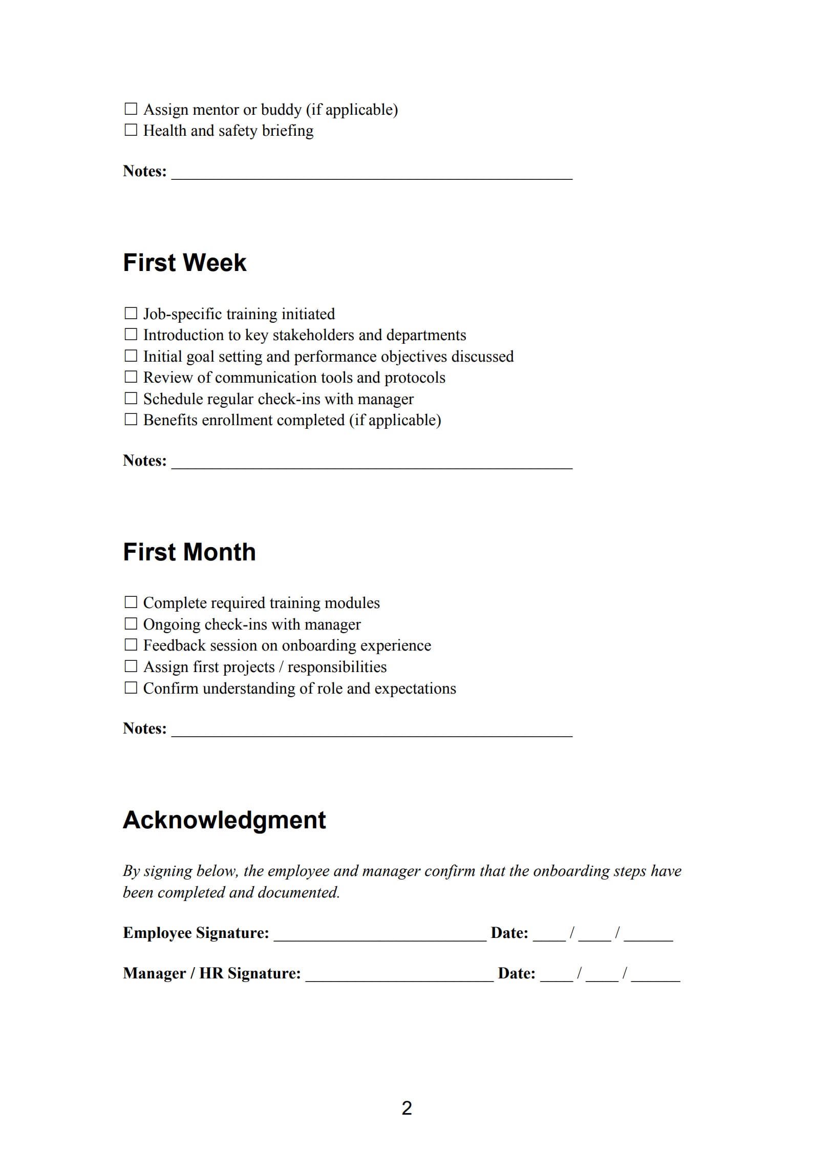 employee onboarding checklist 2