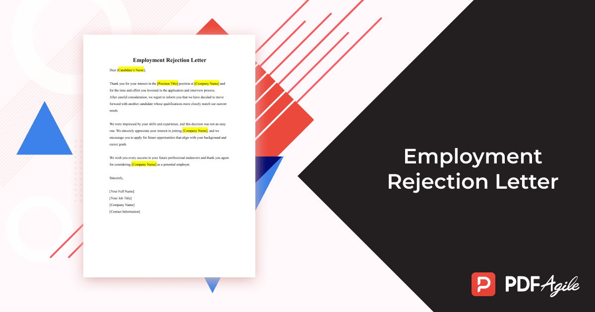 employment rejection letter