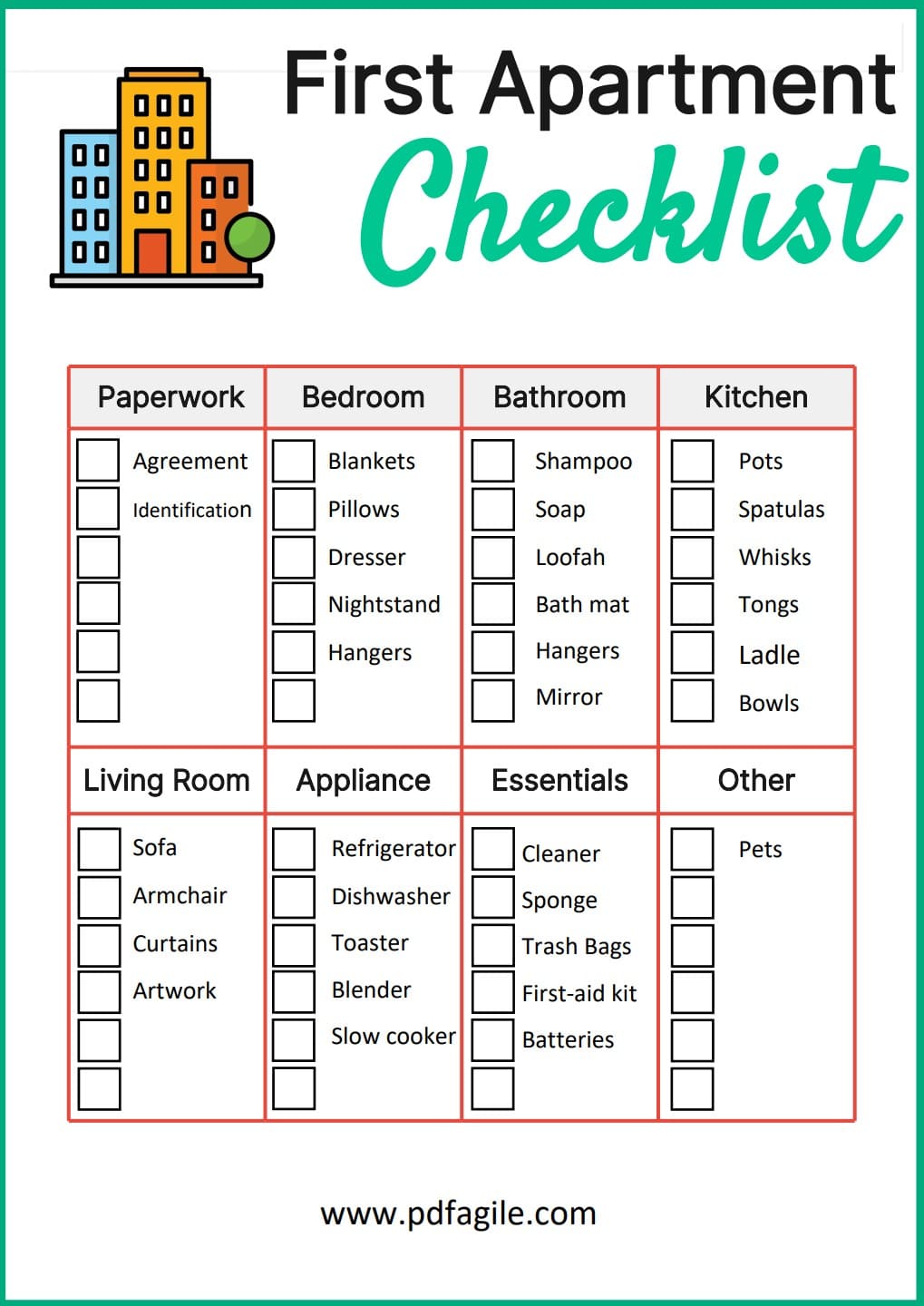 first apartment checklist template