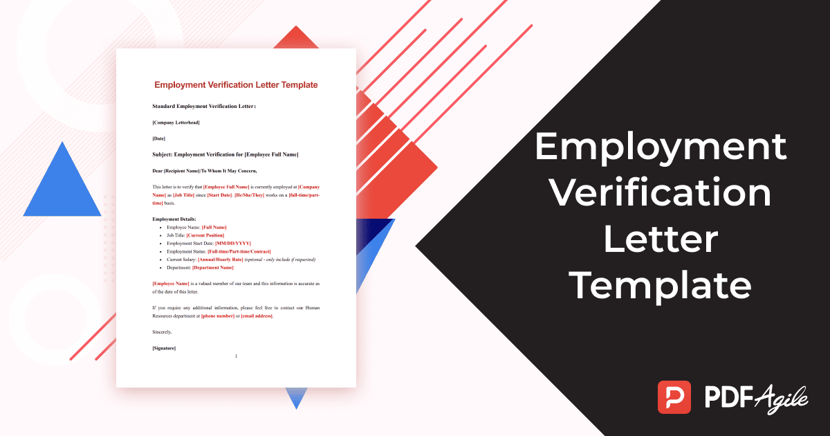 Free Employment Verification Letter Template