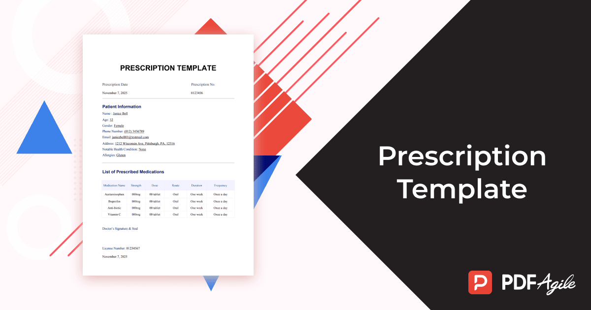 free prescription template