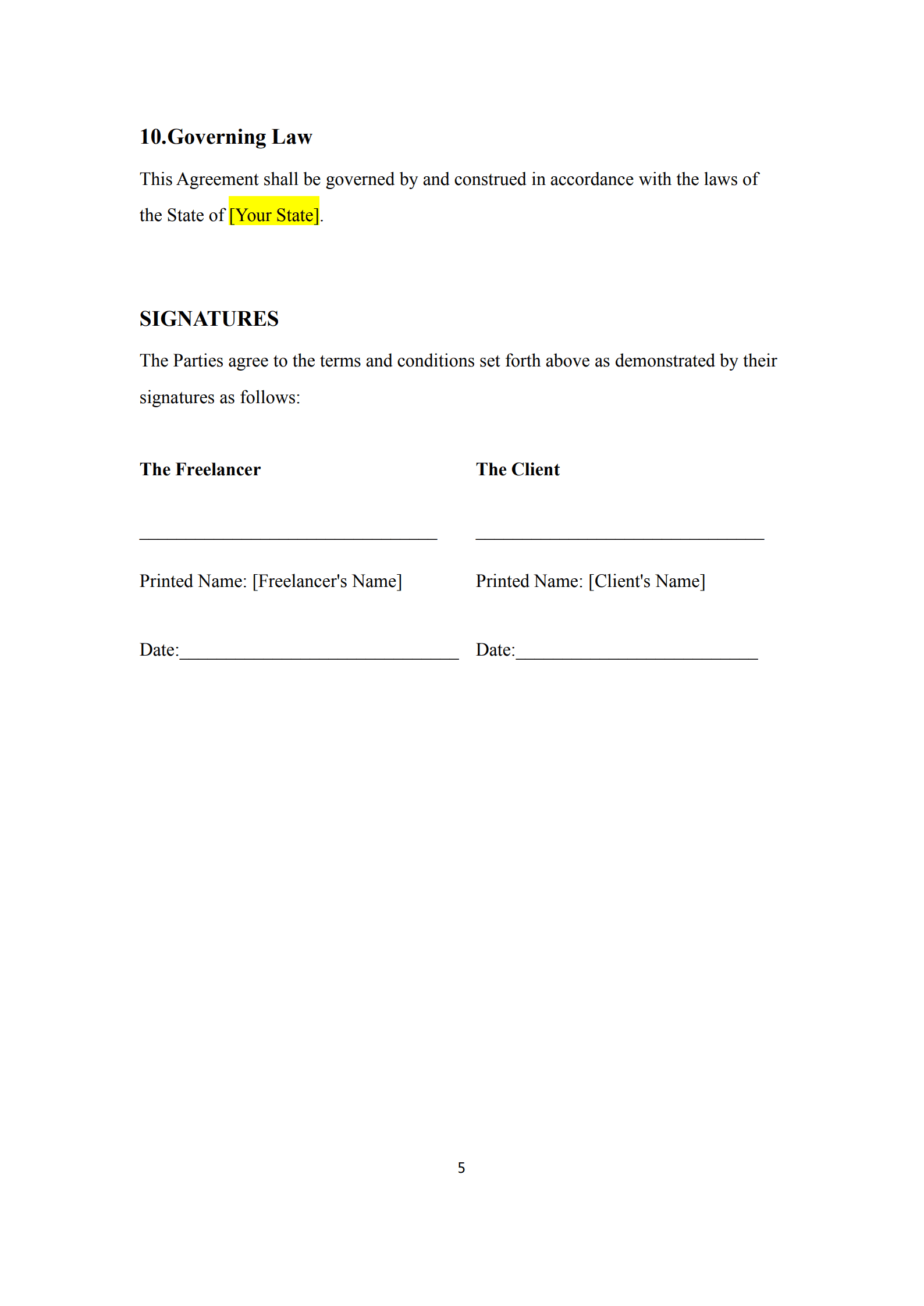 freelance contract template 5