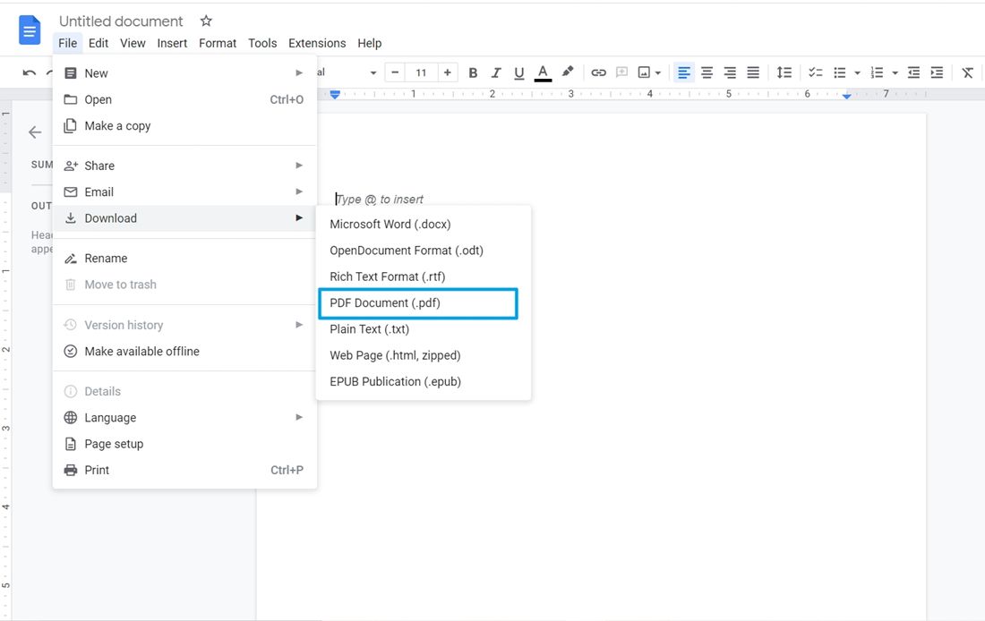 Save your Google Doc as a PDF