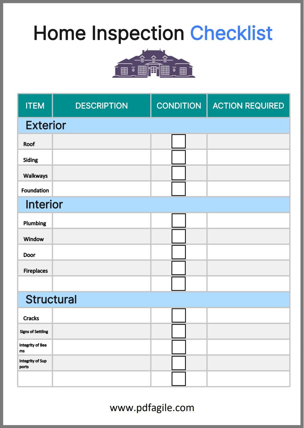 home inspect checklist template