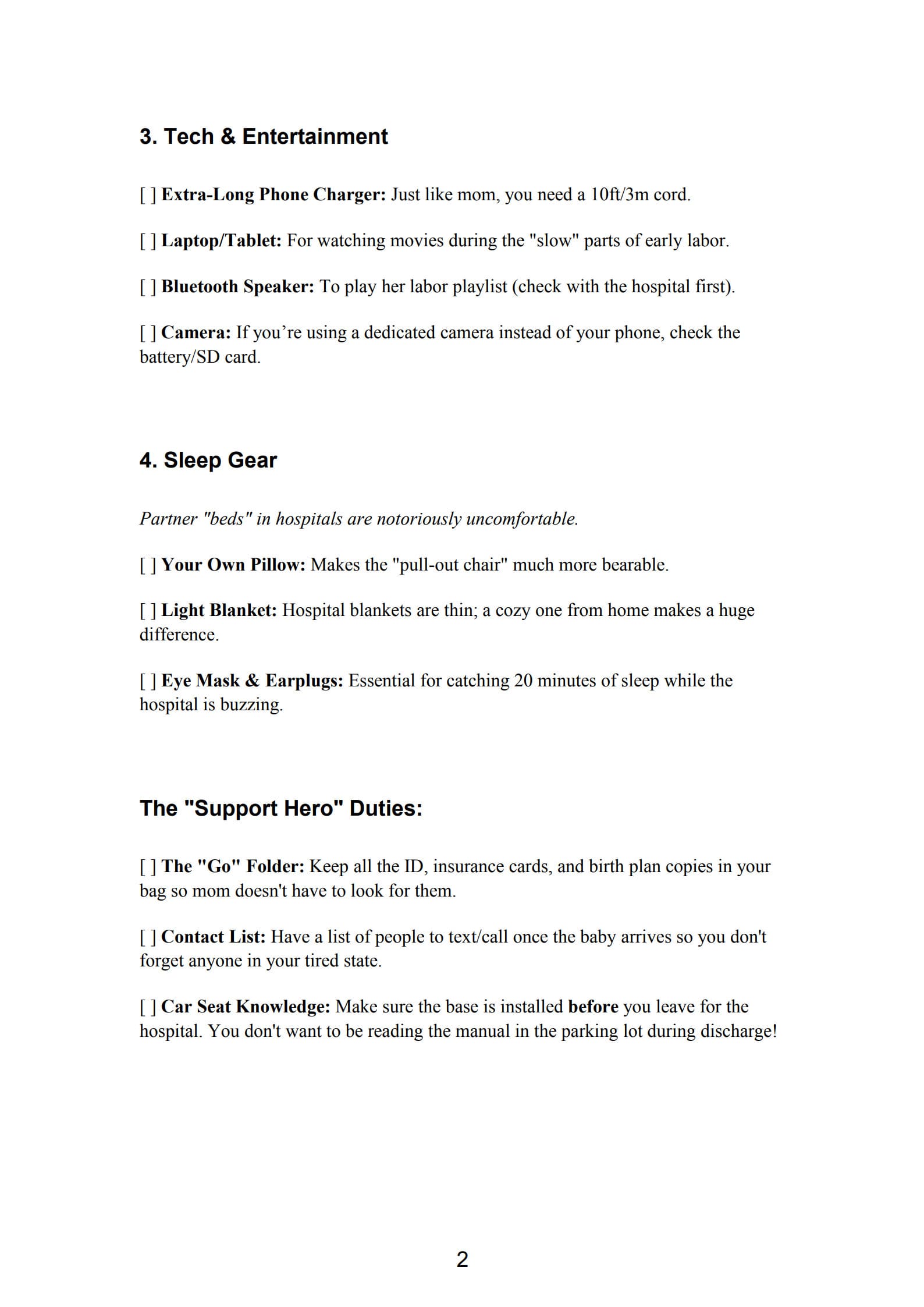 hospital bag checklist for dad 2