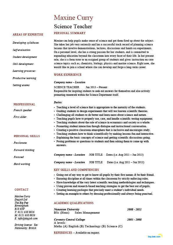 High School Teacher Resume Template 