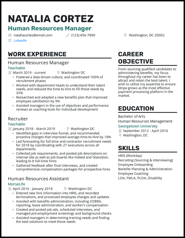 Human Resources Manager Resume