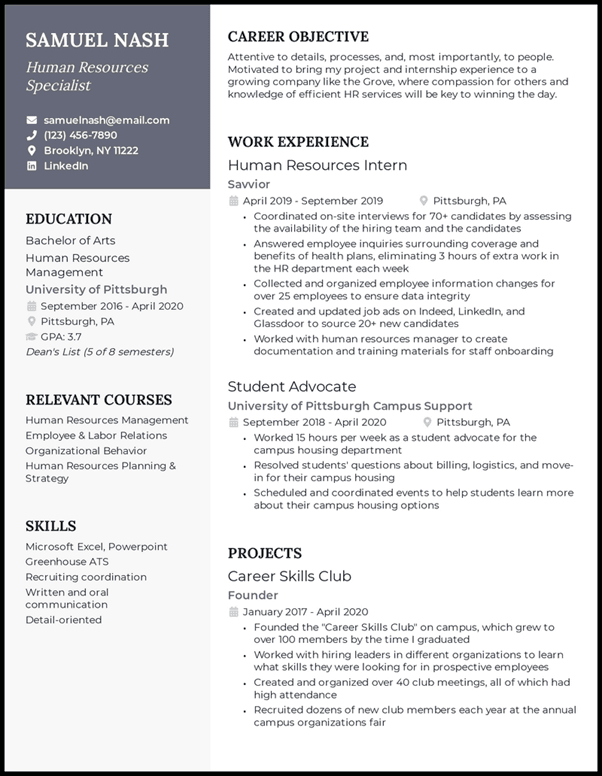 Entry Level Human Resources Resume
