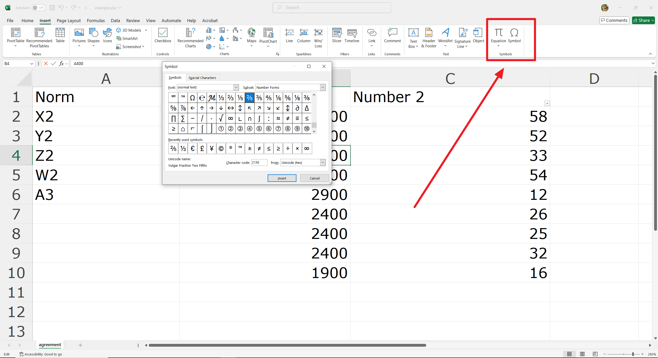 Method 2: Using Excel's Insert Symbol Tool