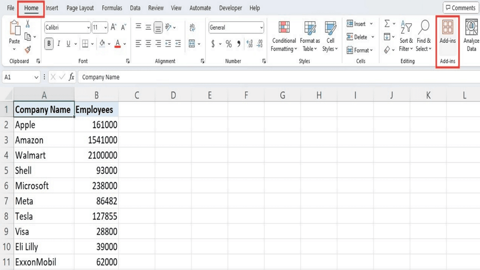 Method 5: Using Excel Add-ins