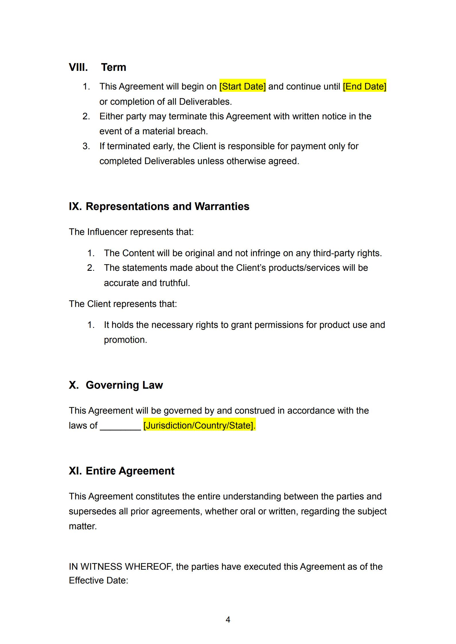 influencer contract template 4