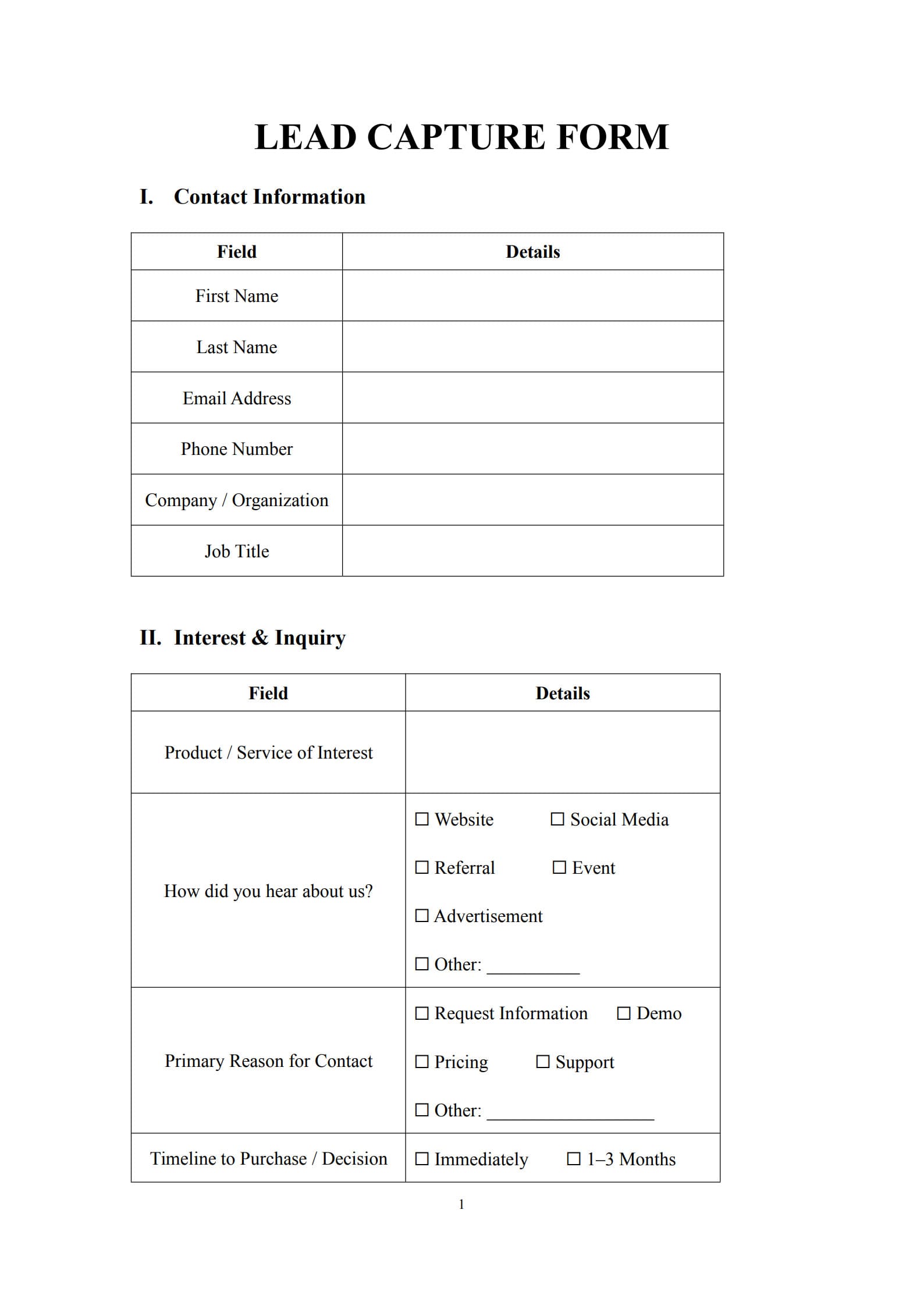 lead capture form 1