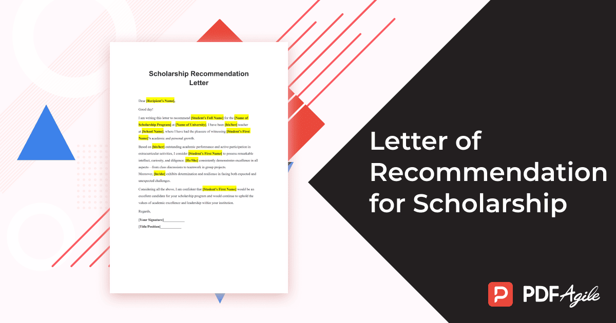 letter of recommendation for scholarship