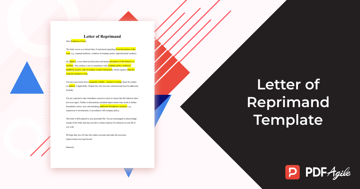 letter of reprimand template