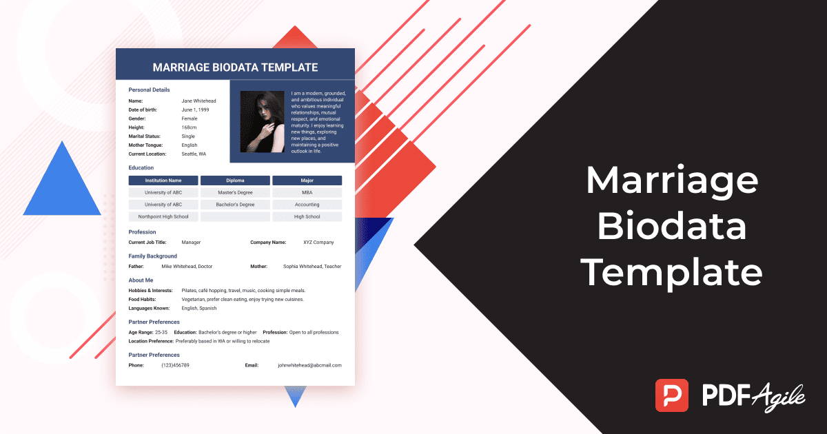 marriage biodata template