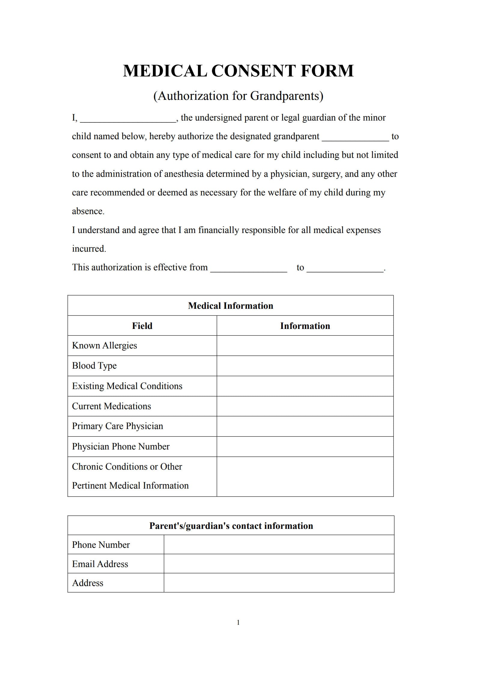 medical consent form for grandparents 1