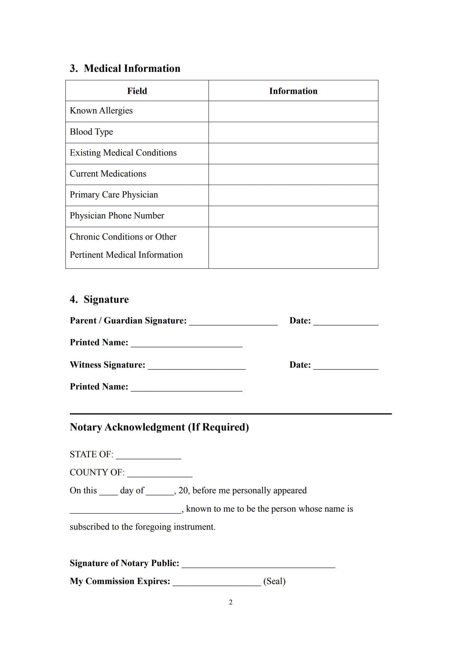 medical consent form for minor 2