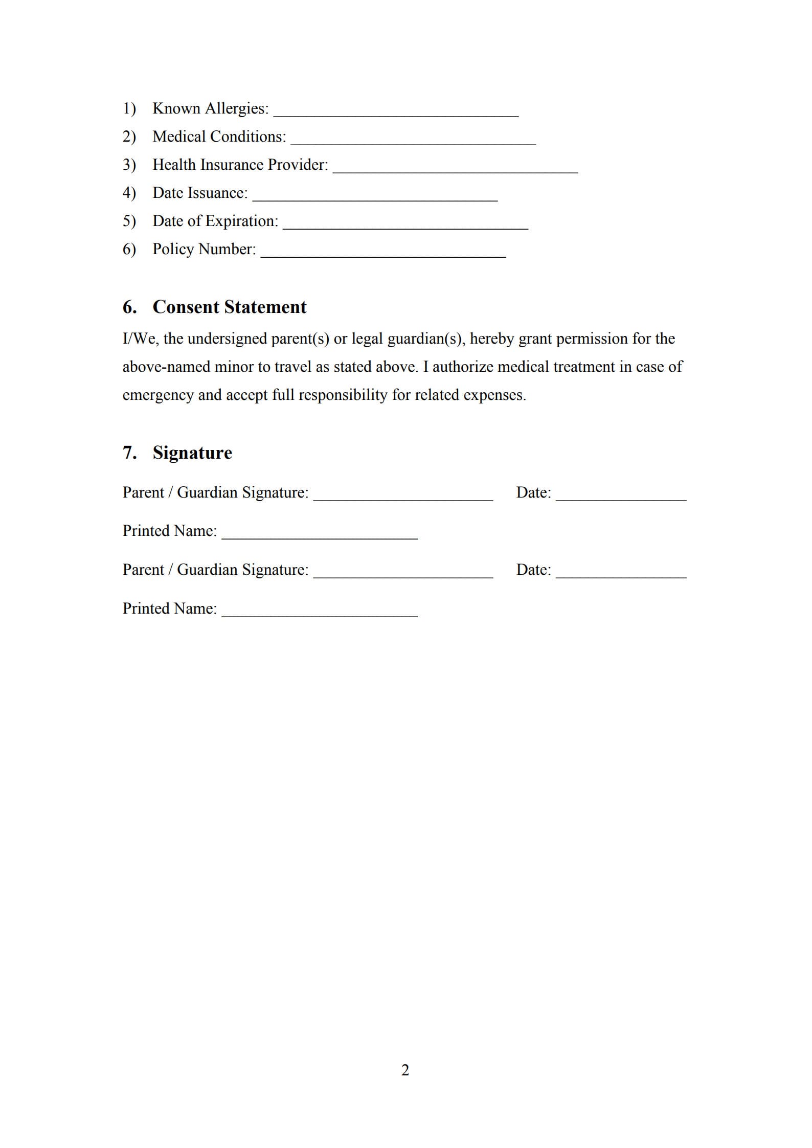 minor travel consent form 2