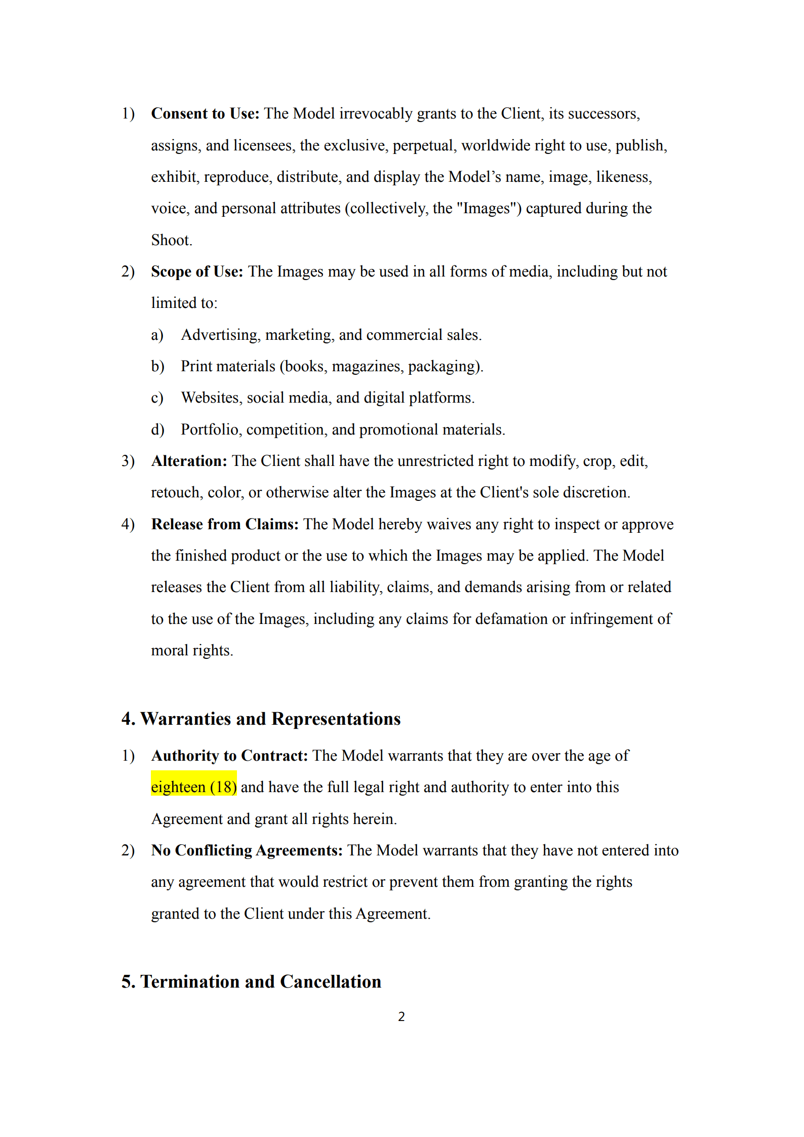 model contract agreement 2