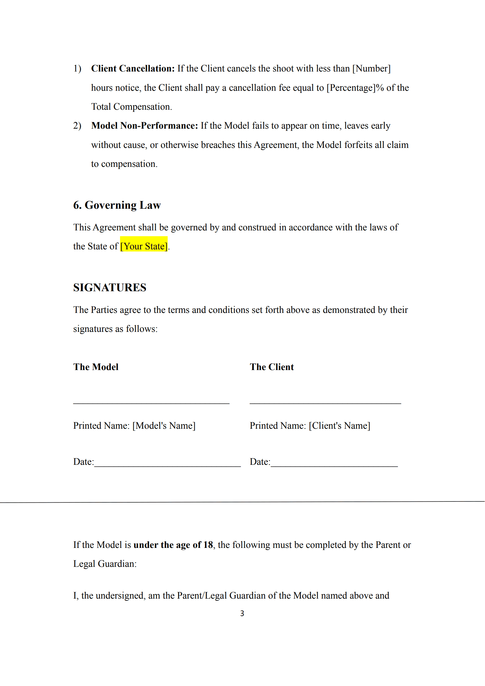 model contract agreement 3