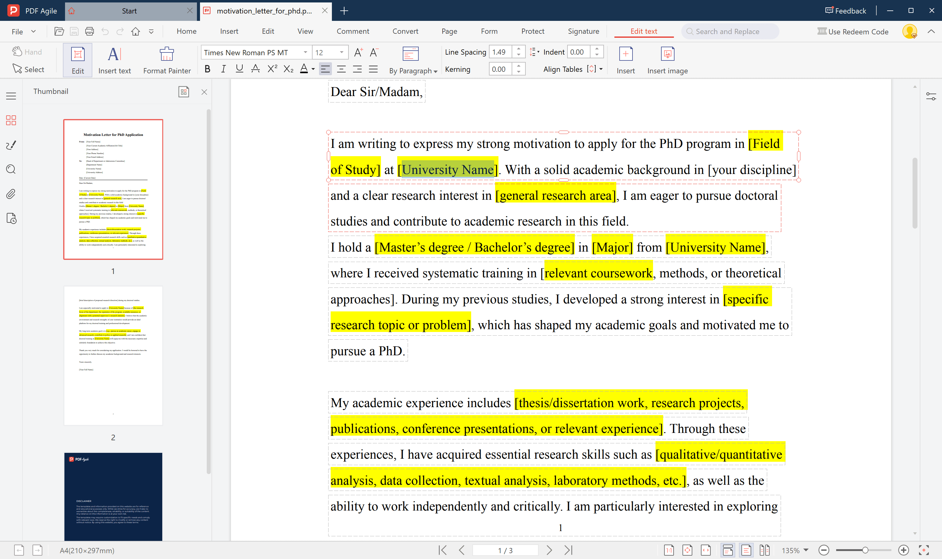 motivation letter for phd