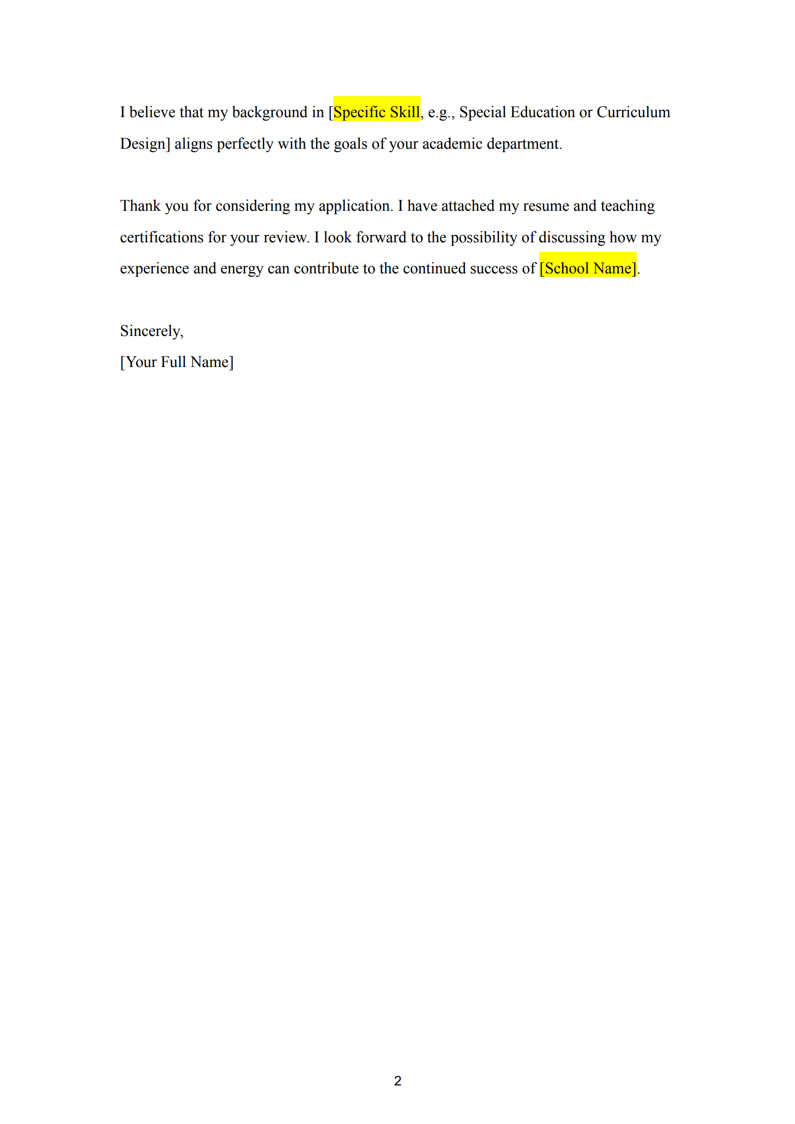 motivation letter for teaching job 2