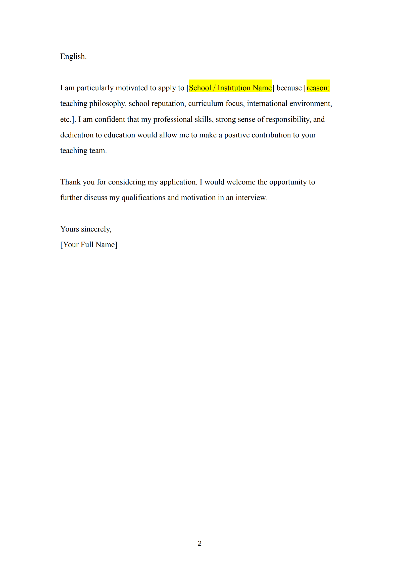 motivation letter for teaching job 4