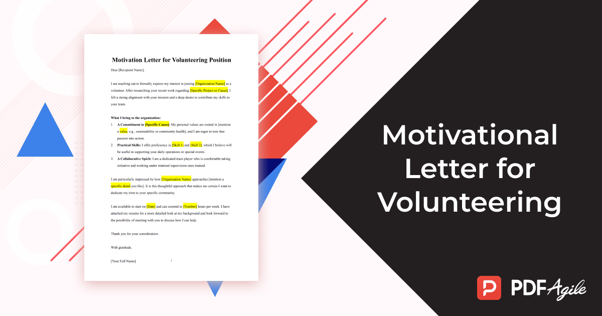 motivational letter for volunteering