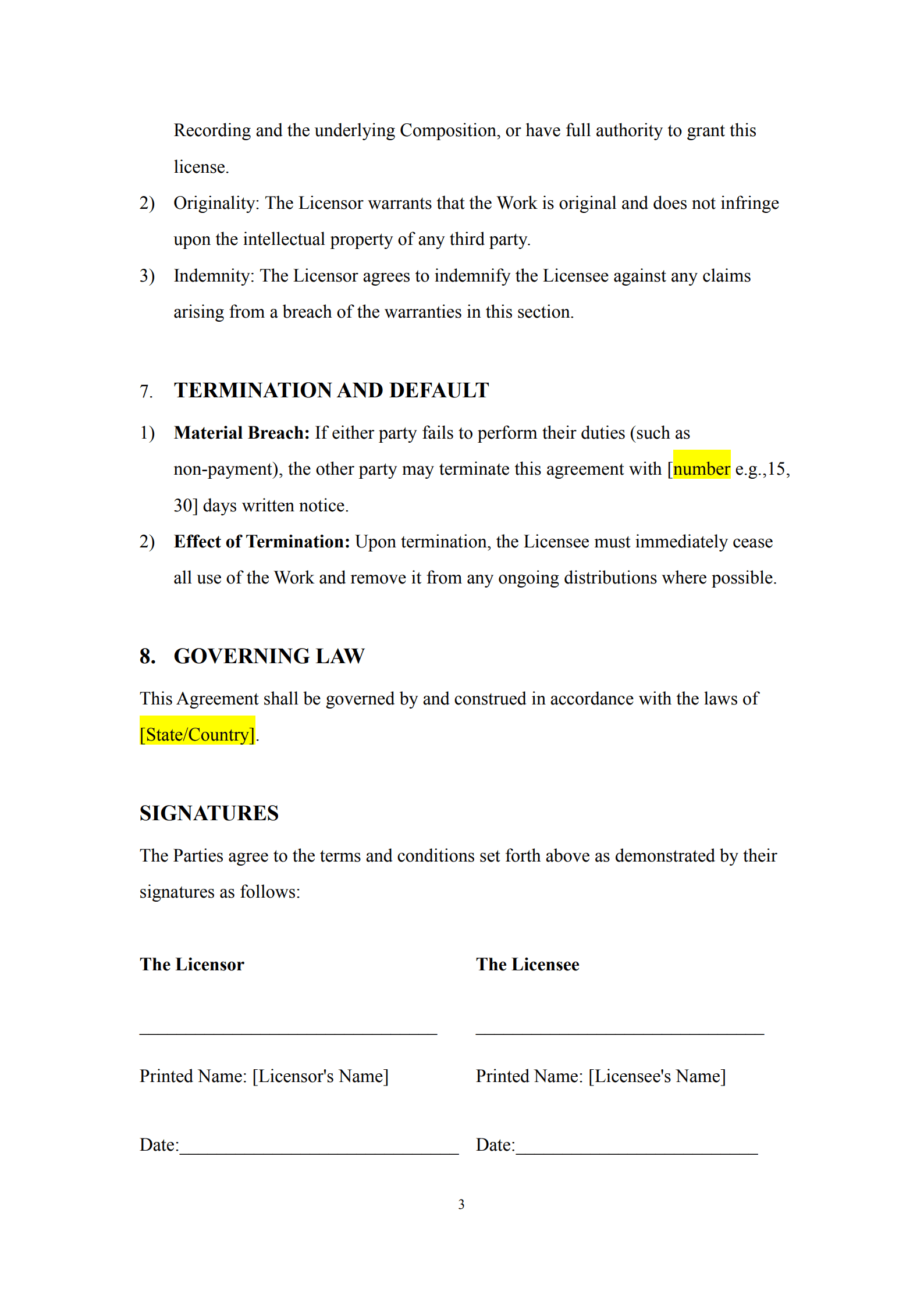 music licensing agreement 3