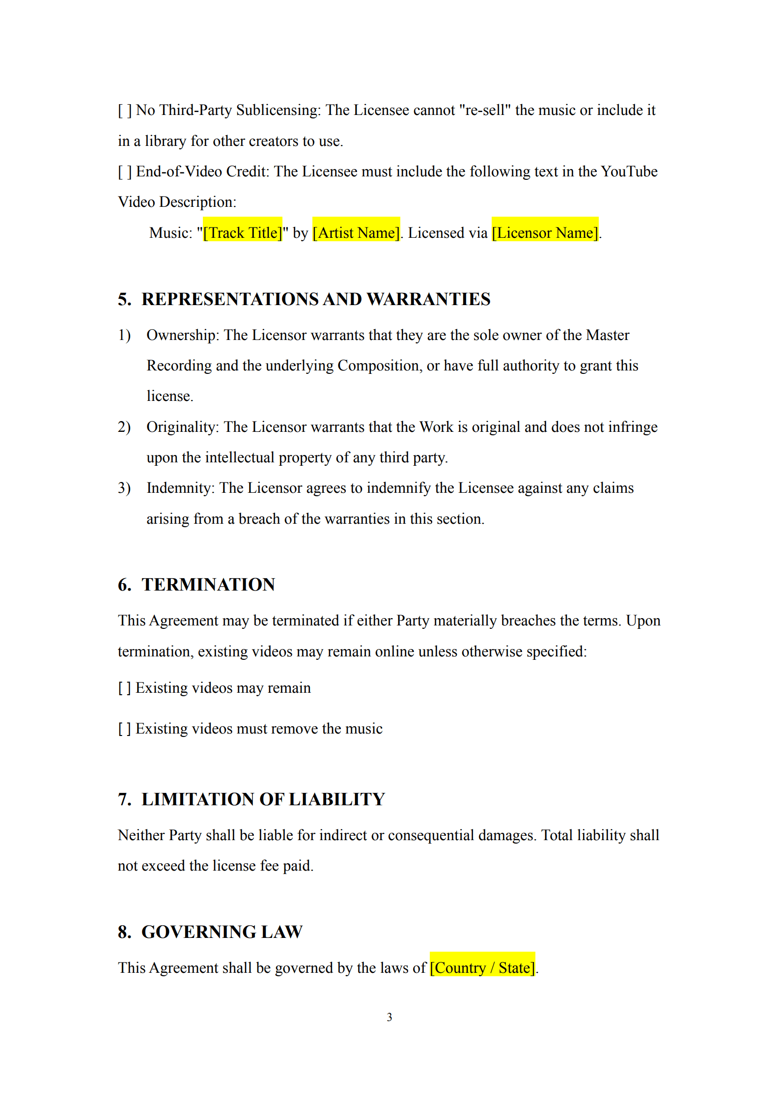 music licensing agreement 6