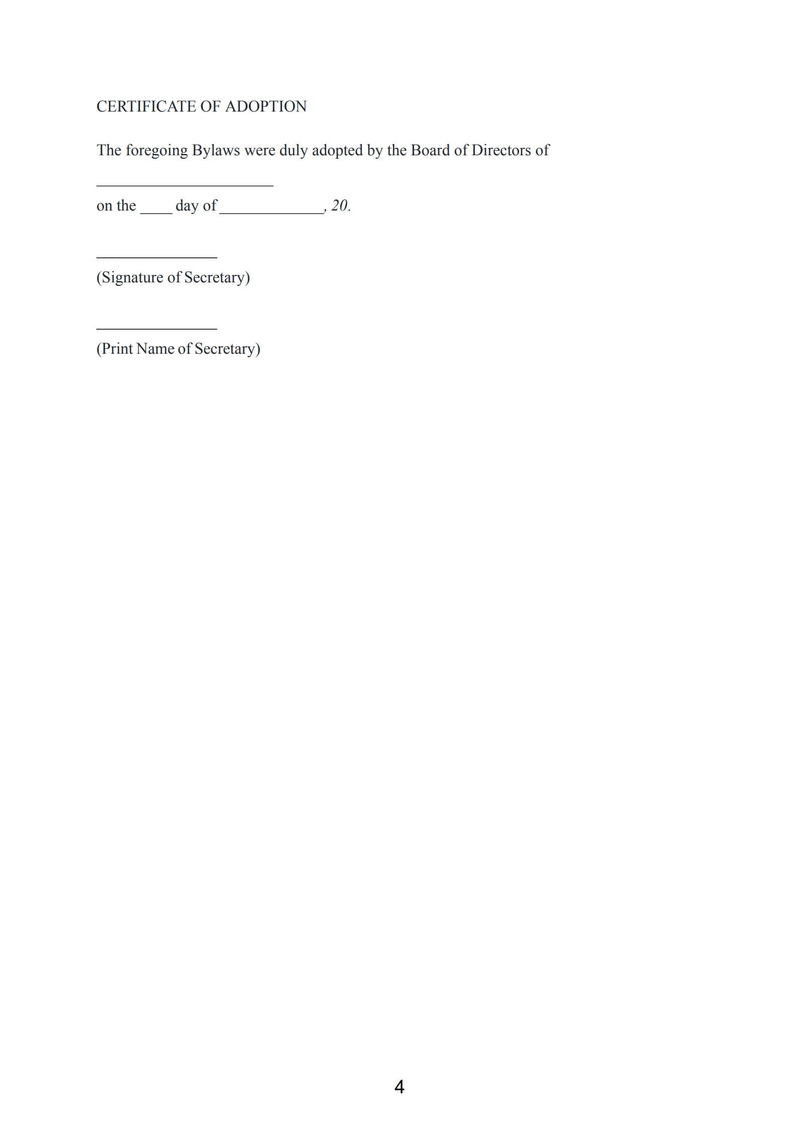 nonprofit bylaws template 4