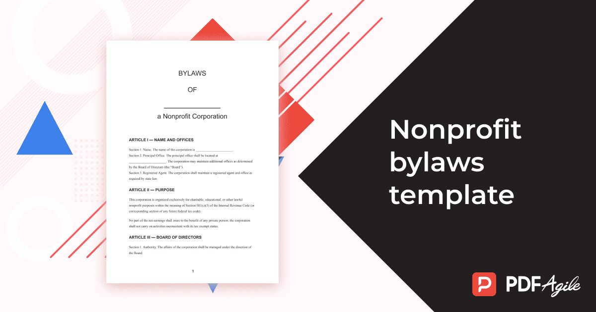 nonprofit bylaws template