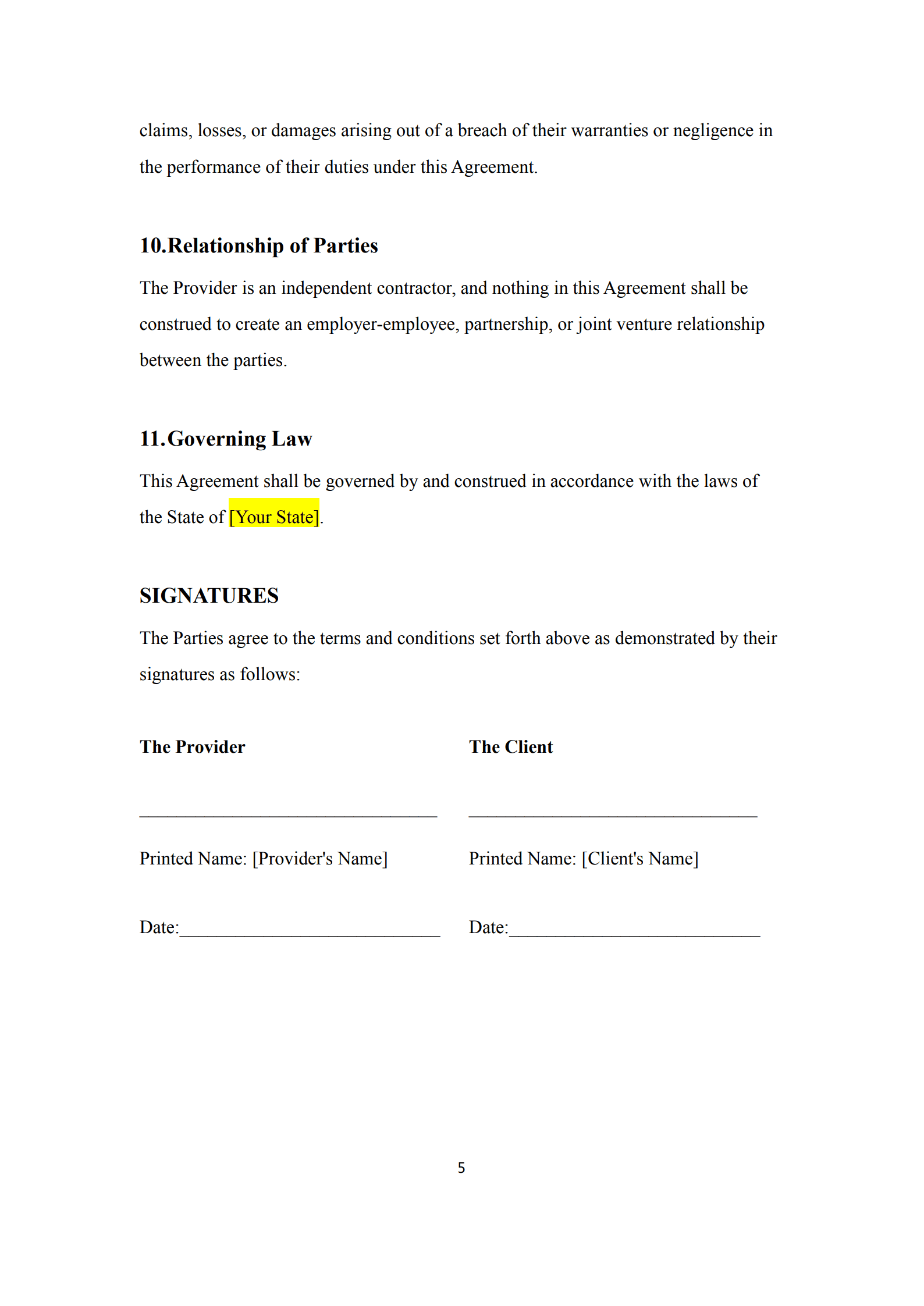 outsourcing contract 5