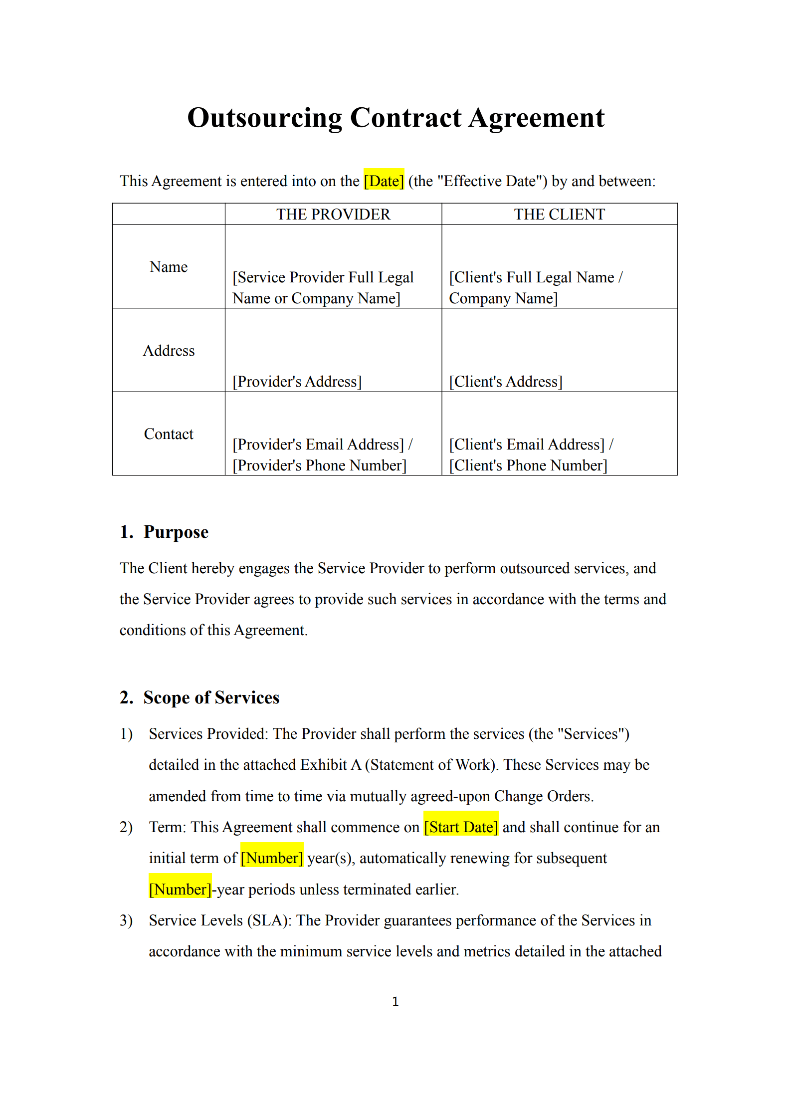 outsourcing contract