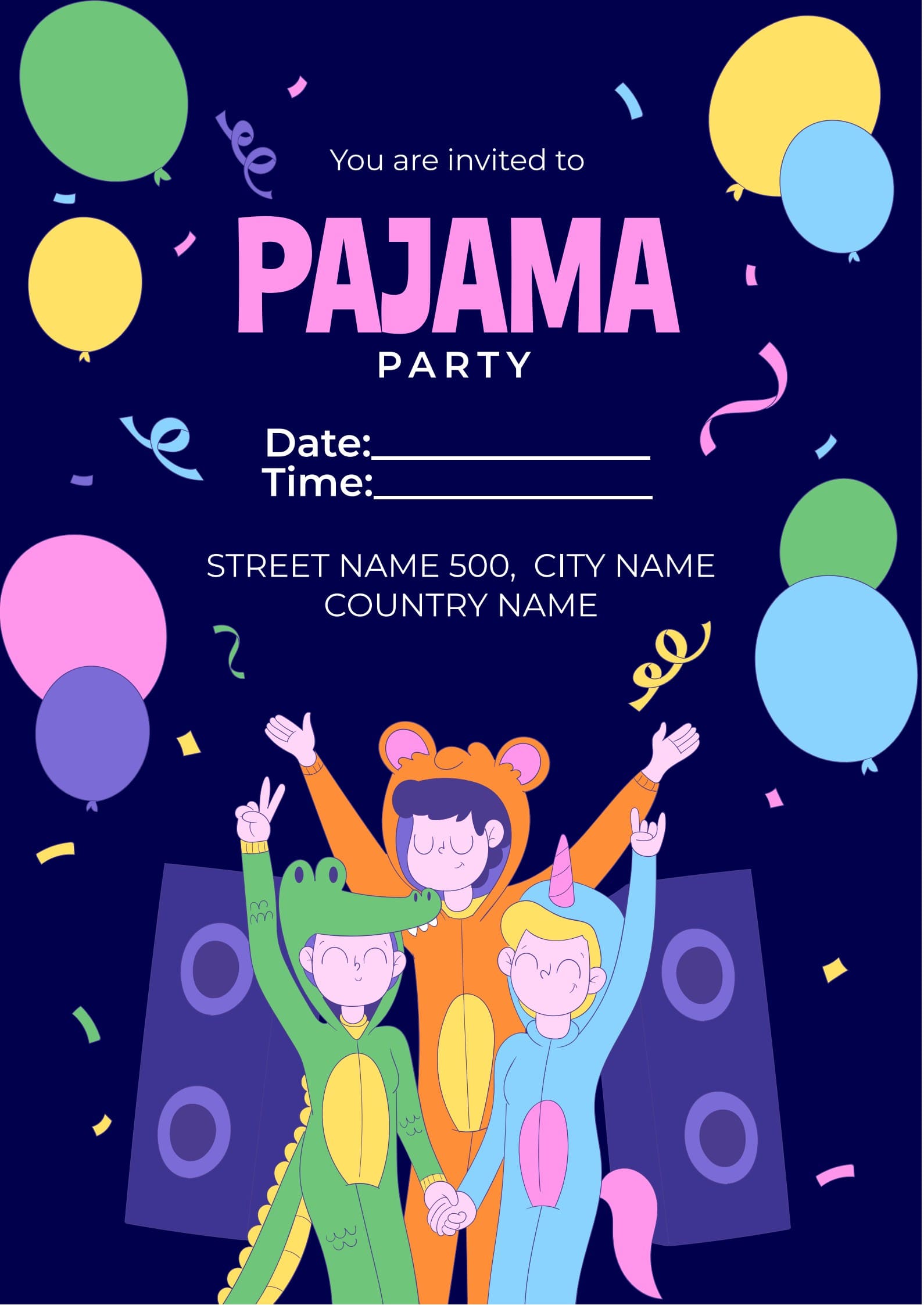 pajama party invitation template